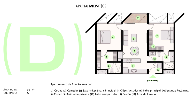 Departamento 2 Recamara en Mérida Yucatán
